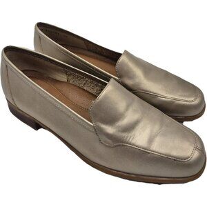 Naturalizer Flex Womens Metallic Gold Leather Loafers Flats 9M Slip-On Shoes
